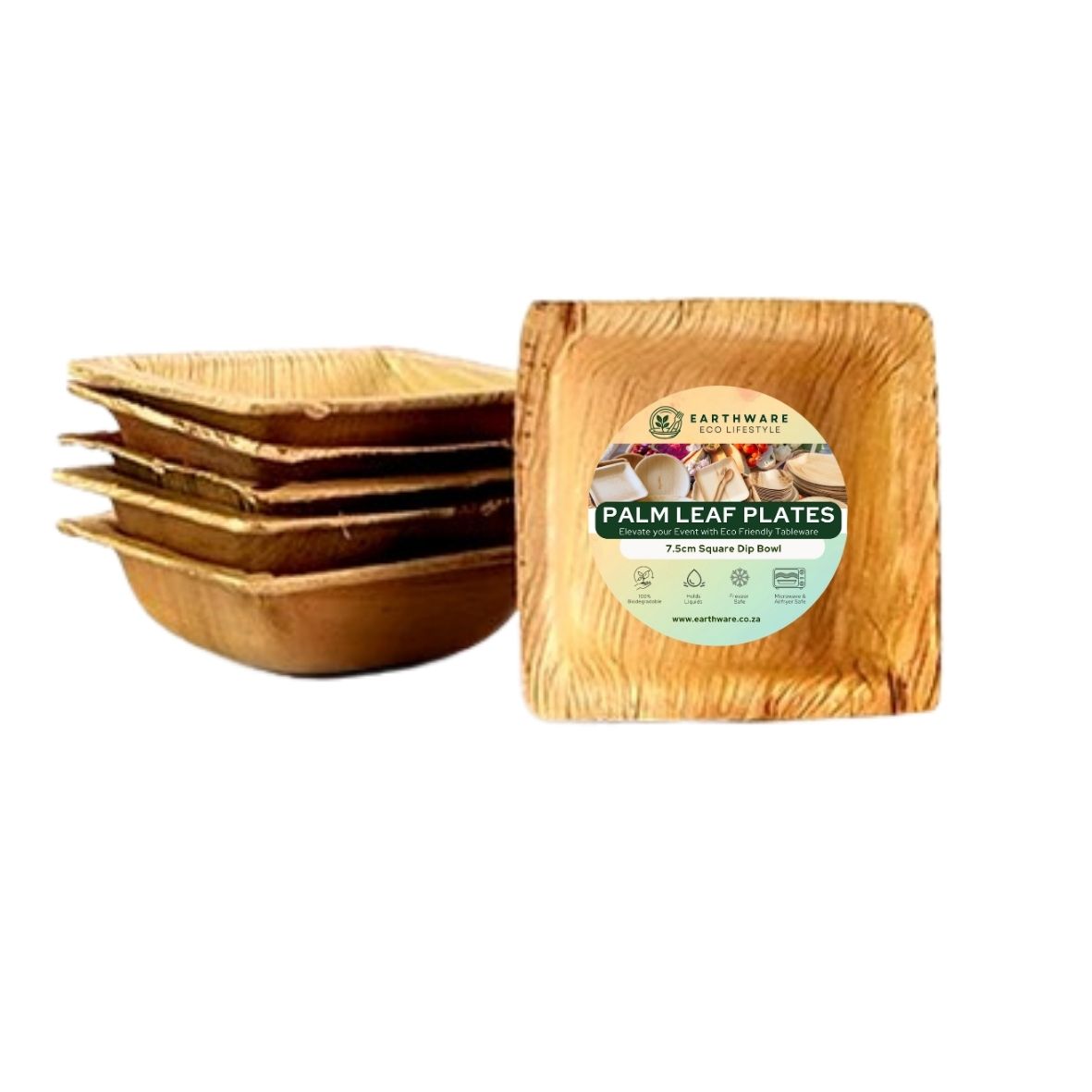 7.5cm Palm Leaf Square Dip Bowls